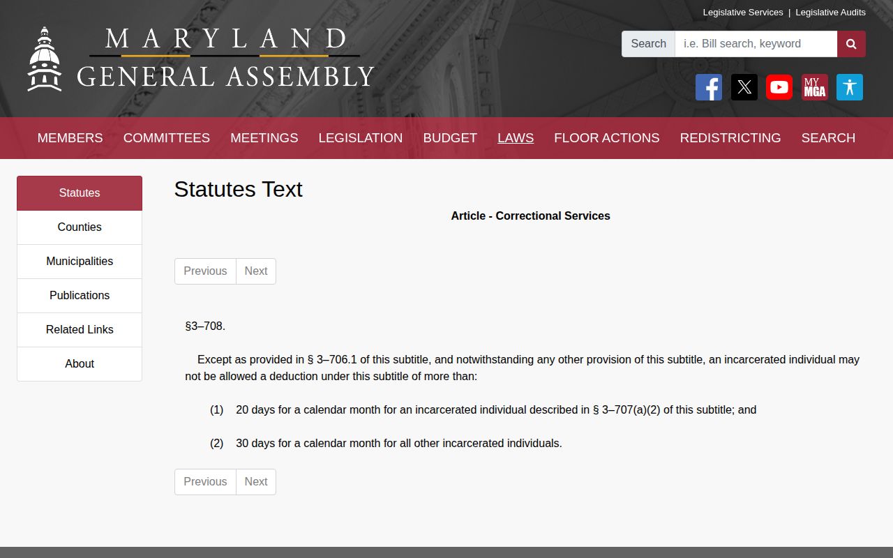 Maryland credit application law for a Somerset County projected release date
