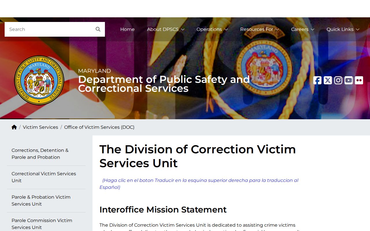 Maryland DPSCS VINE support for Somerset County release notifications