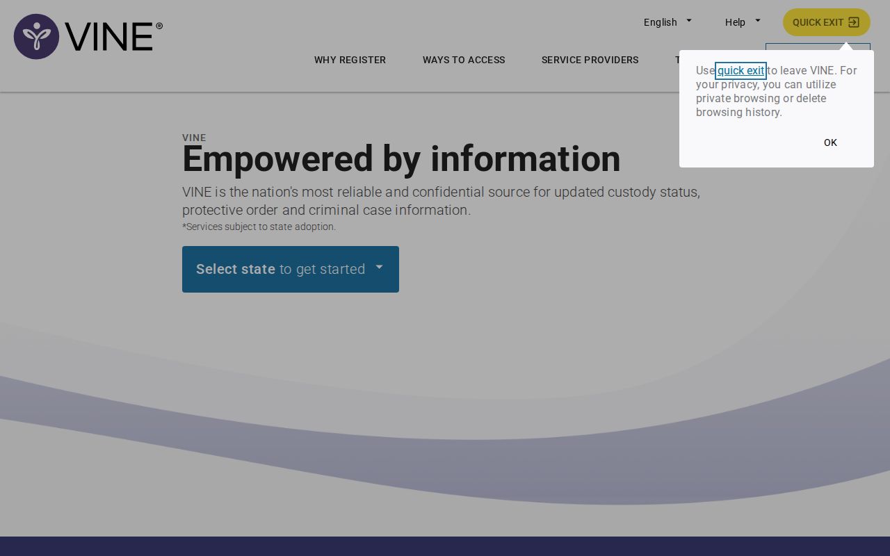 VINELink search for a Somerset County inmate and release status